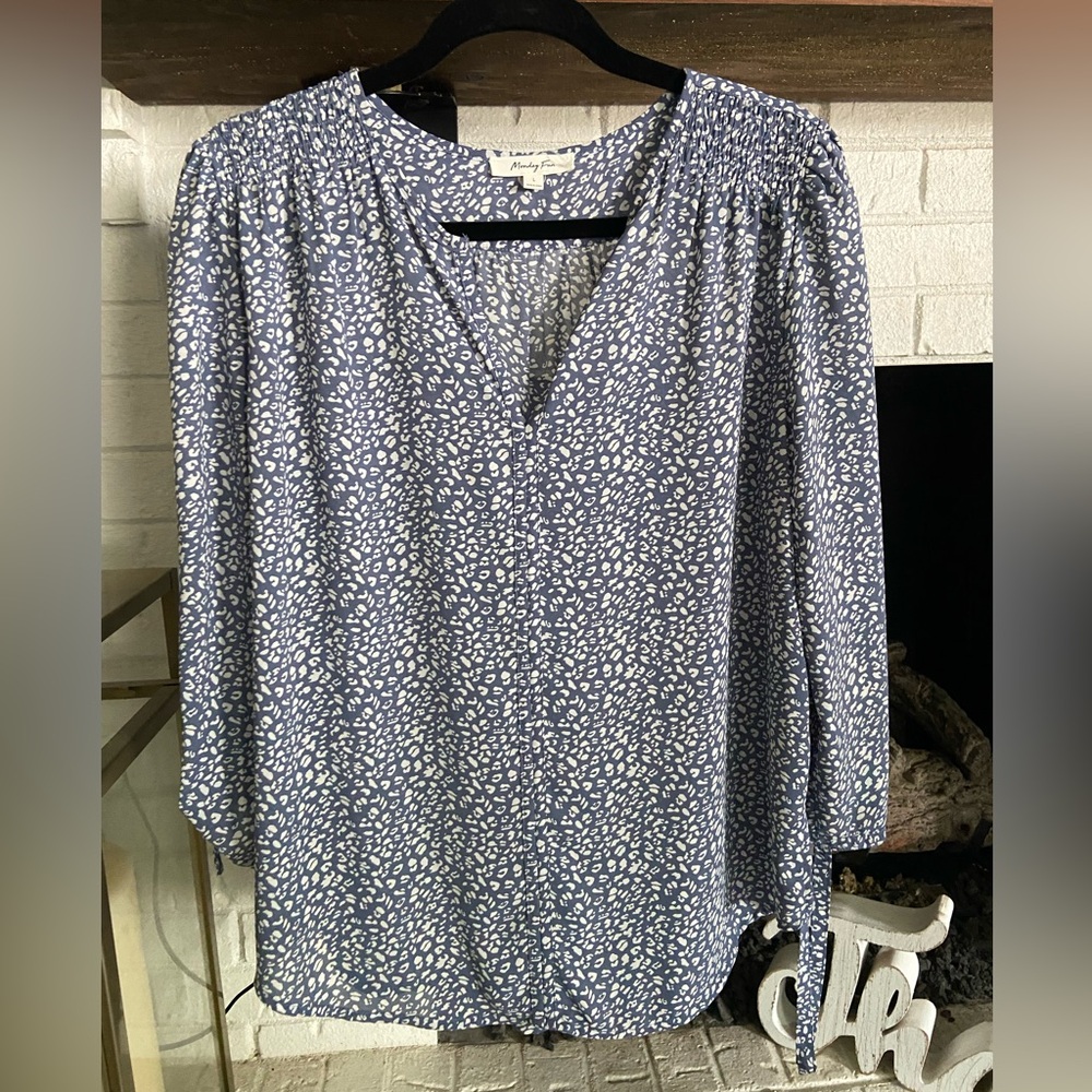 Women's Blue Patterned Blouse